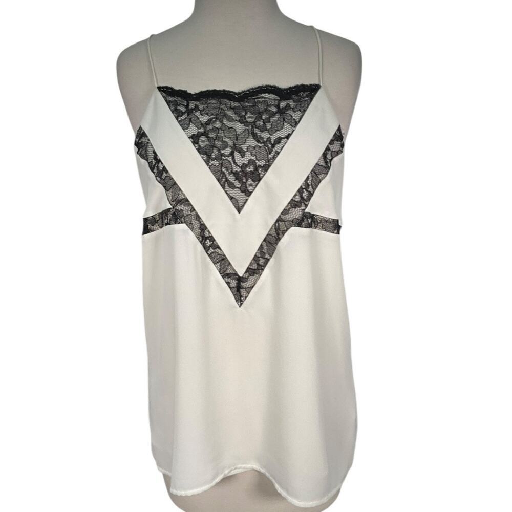 EXPRESS Racerback Thin Strap Cami Work Wear Black & White Size Medium